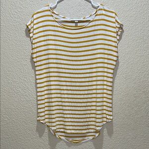 Green Envelope Mustard and White Striped Tee